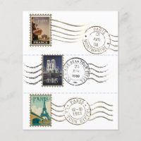 Poster Vintage voyage Timbres et Postage Français