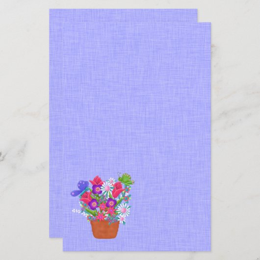 Papier Pot à fleurs et papillons Belle (Devant / Derrière)