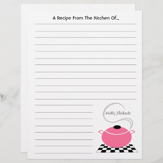 Papier Pot De Cuisine Rose De La Cuisine De...  (Devant / Derrière)