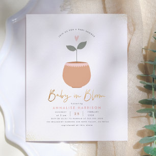 Papier Pot de plante Baby en fleurs Budget Baby Shower Or