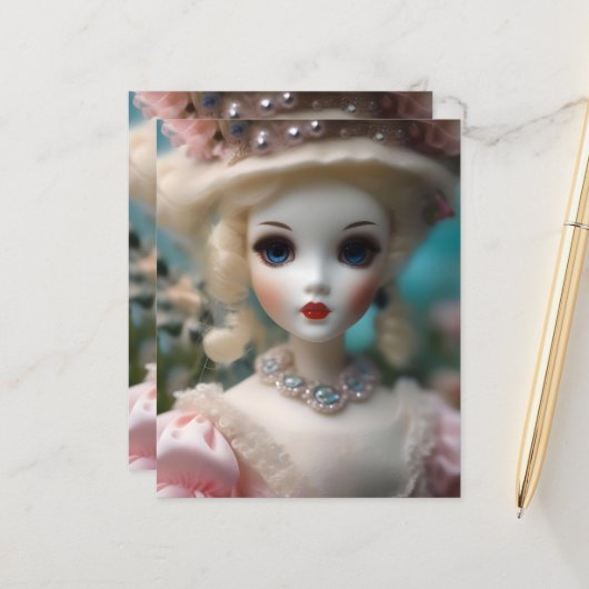 Papier Poupée Vintage bleue, (Devant/Arrière en situation)