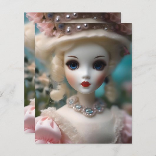 Papier Poupée Vintage bleue, (Devant / Derrière)