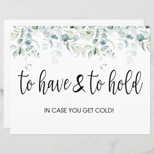 Papier Pour avoir et tenir un signe - Mariage Eucalyptus (Devant / Derrière)