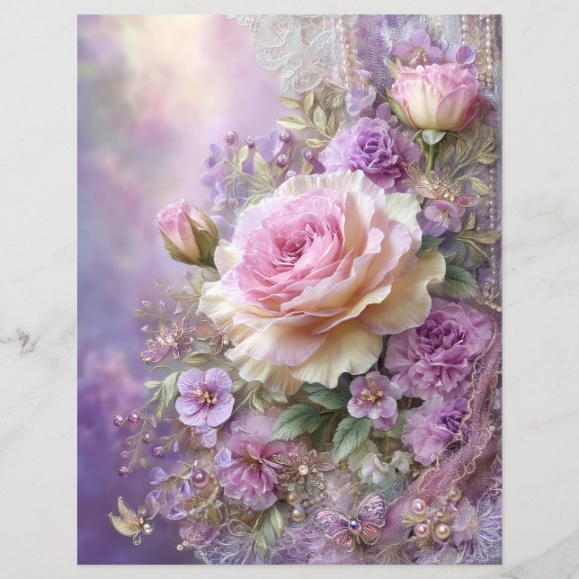 Papier pour journal déchiré et scrapbook Fleurs de (Devant)