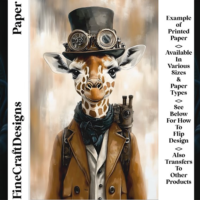 Papier pour scrapbook AC2 Girafe Steampunk Caprici (Créateur téléchargé)