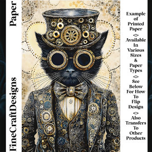 Papier pour scrapbook Chat Noir Steampunk Victorie