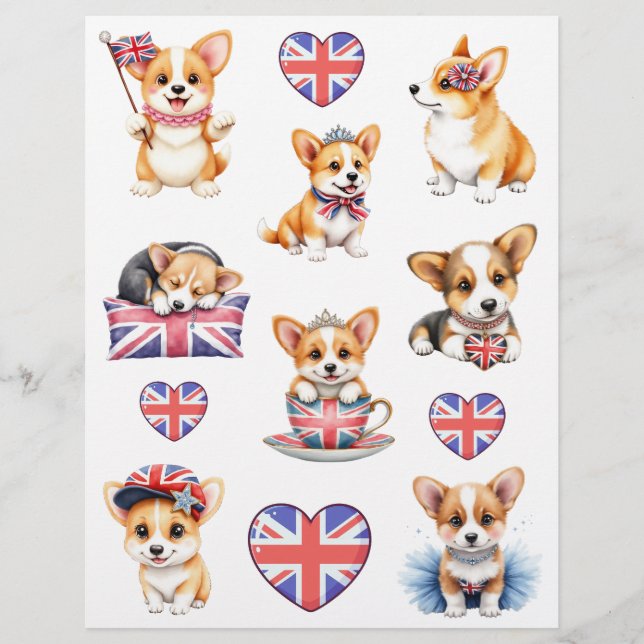 Papier pour scrapbook Collage Corgi Londres (Devant)