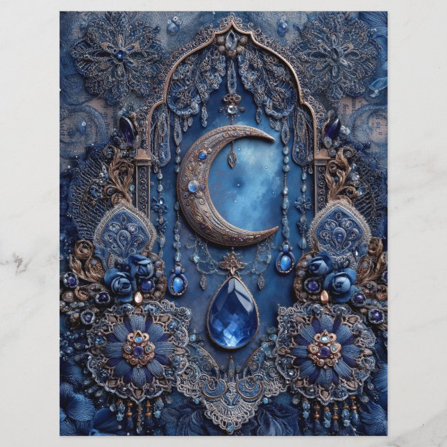 Papier pour scrapbook de charme de lune bleue Jour (Devant)