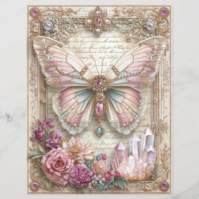 Papier pour scrapbook de journal de junk papillon  (Devant)