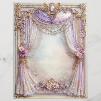 Papier pour scrapbook de style vintage rose violet