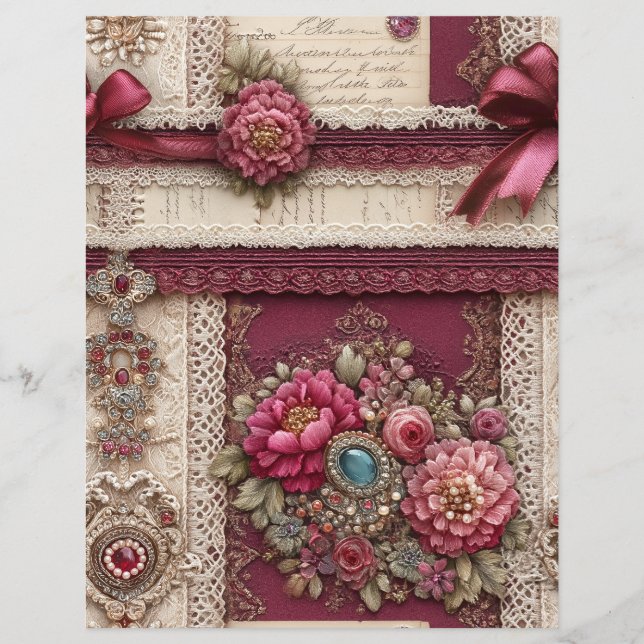 Papier pour scrapbook journal junk couleur crème r (Devant)