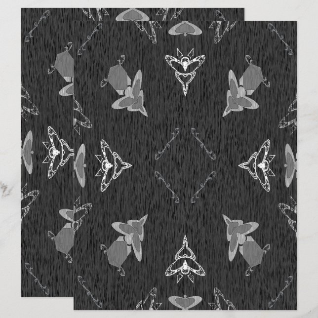 Papier pour scrapbook noir et blanc recto-verso "F (Devant / Derrière)