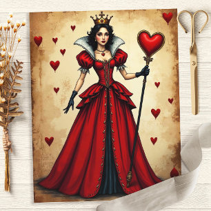 Papier pour scrapbooking Alice Reine de Cœur