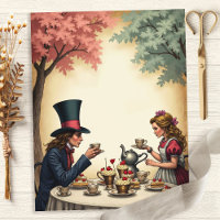 Papier pour scrapbooking Alice Thé du Chapelier Fo