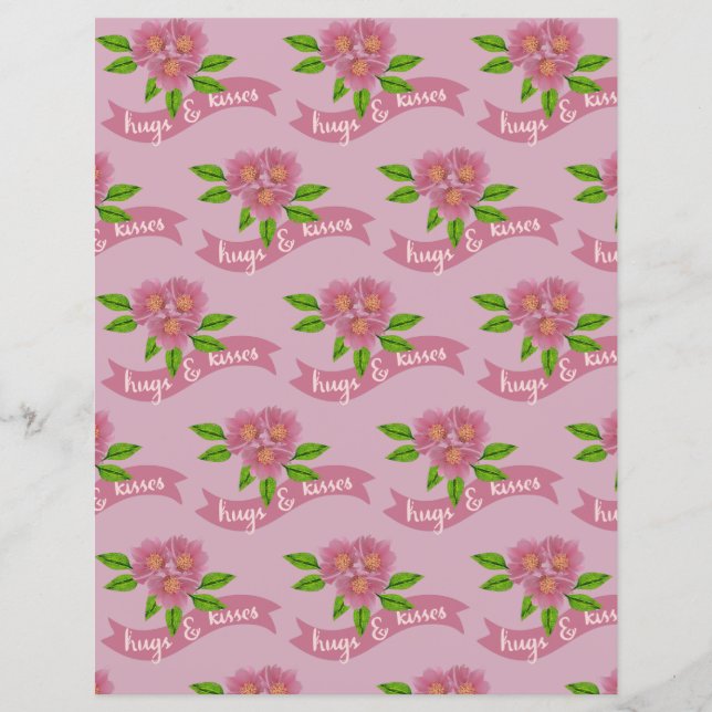 Papier pour scrapbooking Câlins et baisers  (Devant)