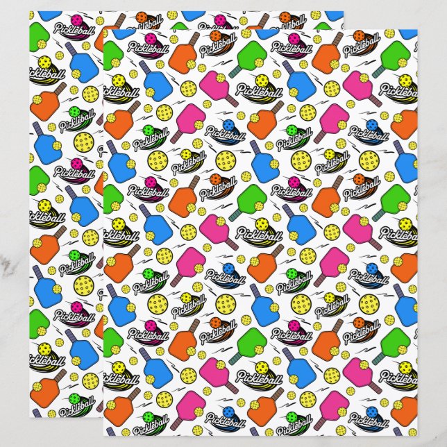Papier pour scrapbooking de pickleball (Devant / Derrière)