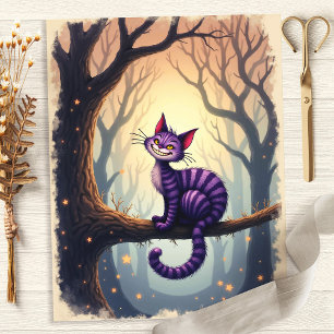 Papier pour scrapbooking Forêt du Chat du Cheshire