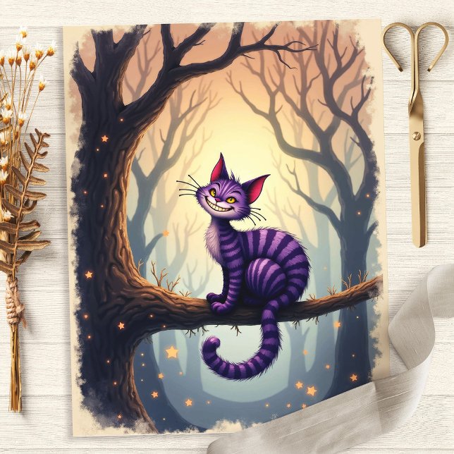 Papier pour scrapbooking Forêt du Chat du Cheshire (Créateur téléchargé)