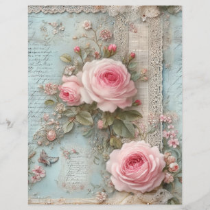 Papier pour scrapbooking journal vintage Roses ros