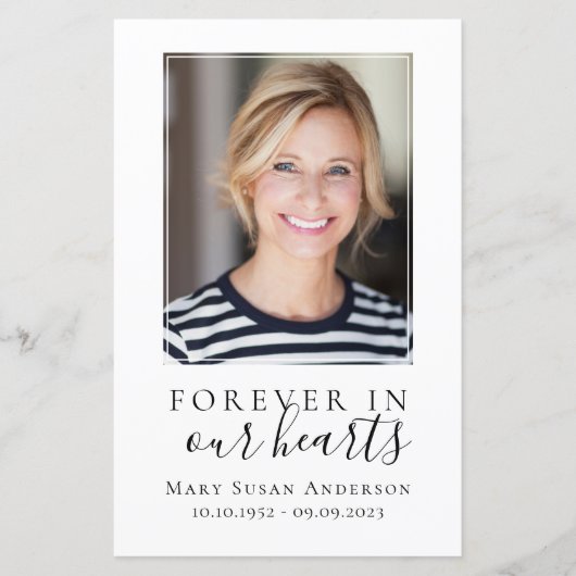 Papier Pour toujours dans nos coeurs | Ordre des funérail (Devant)