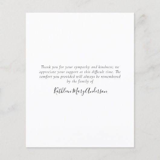 Papier Pour toujours dans nos coeurs Photo Sympathie Merc (Dos)