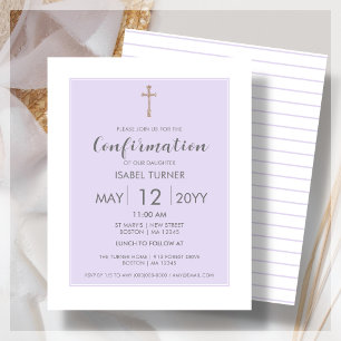 Papier Pourpre   Confirmation moderne Invitation budgétai