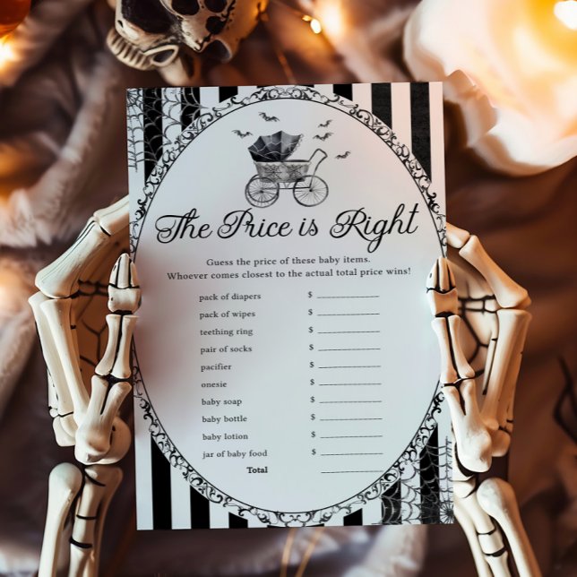 Papier Poussette gothique Halloween Le jeu Le juste prix (Gothic Carriage Bats Baby Shower The Price Is Right Game)