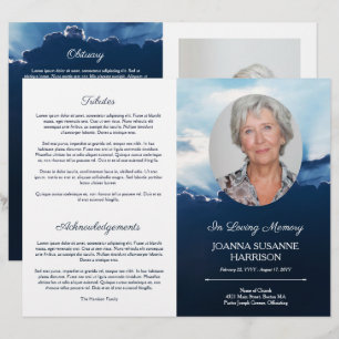 Papier Poutres de lumière Ovale Photo Blue Funeral Progra