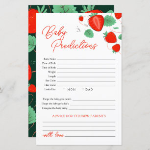 Papier Prédiction De La Fraise Pour Le Baby shower
