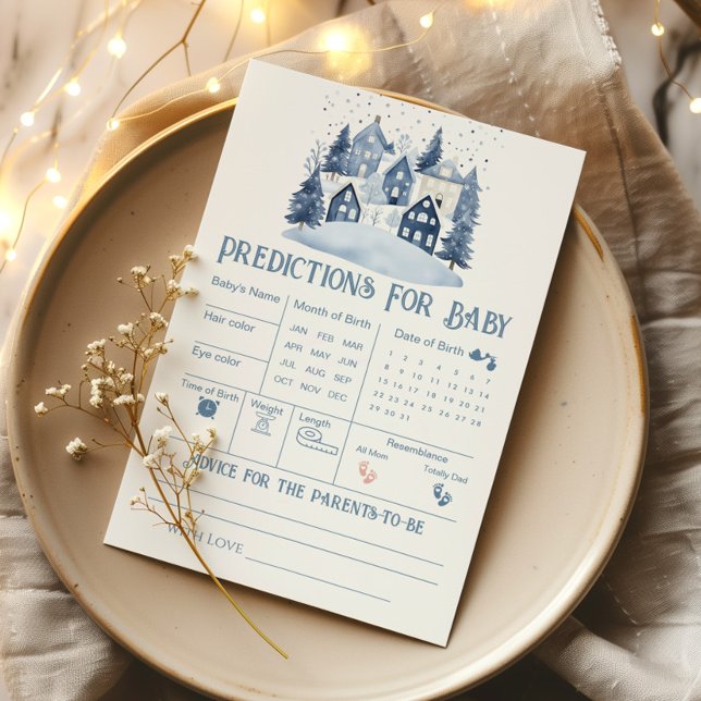 Papier Predictions and Advice Christmas Village Navy Card (Créateur téléchargé)