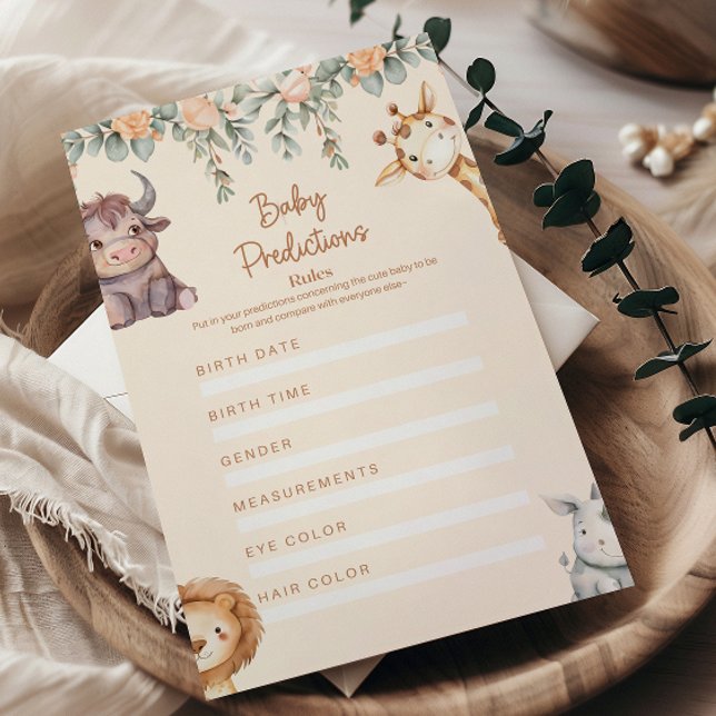 Papier Prédictions de bébé Animaux de Safari (Créateur téléchargé)