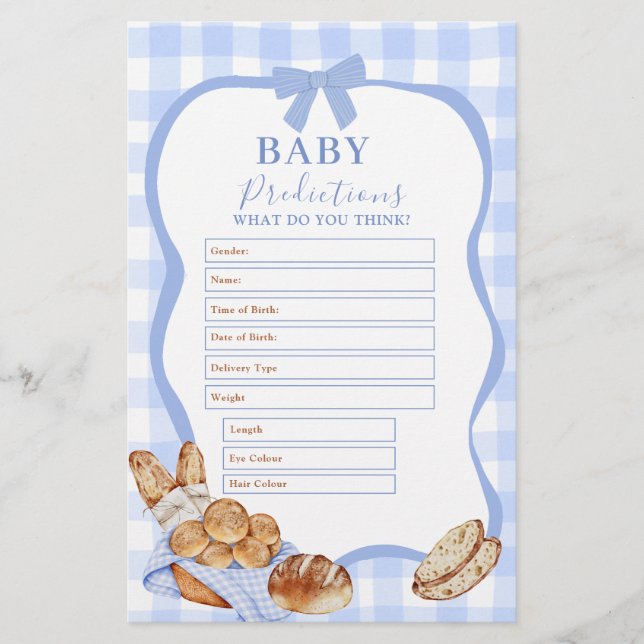 Papier Prédictions de bébé Bun à carreaux Gingham Bleu da (Devant)