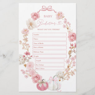 Papier Prédictions de bébé Citrouille blanc et rose