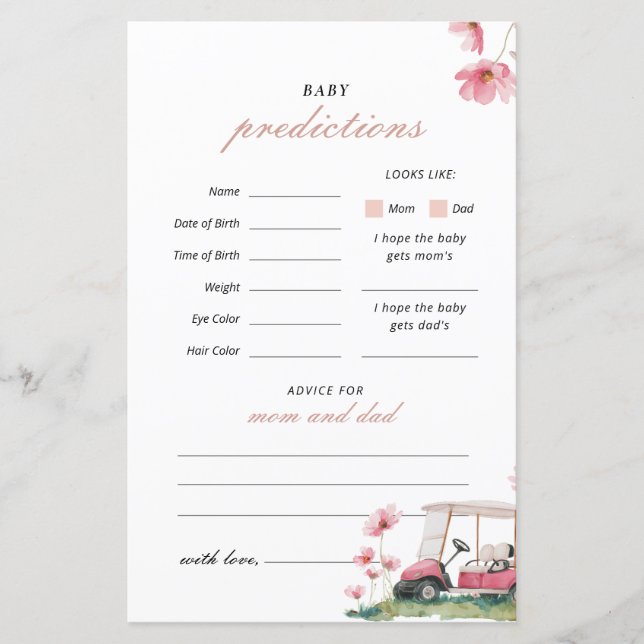 Papier Prédictions de bébé, faisons la fête Jeu de baby s (Devant)