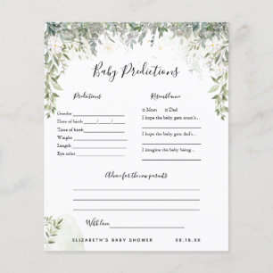 Papier Prédictions de bébé   Jeu de Baby Shower