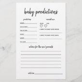 Papier Prédictions de bébé Jeux de Baby shower minimalist (Devant)
