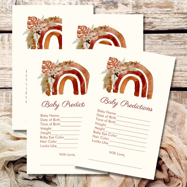 Papier Prédictions de bébé Terracotta Boho Tropical Rainb (Créateur téléchargé)
