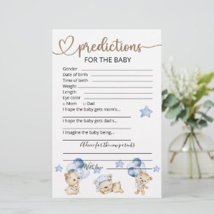 Papier Prédictions des bébés   Jeu Baby shower
