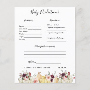 Papier Prédictions des bébés   Jeu Baby shower