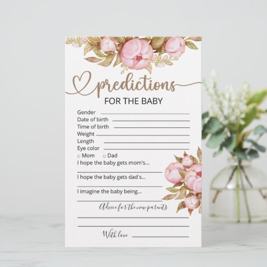 Papier Prédictions des bébés | Jeu Baby shower (Debout devant)