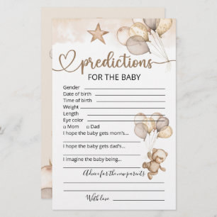 Papier Prédictions des bébés   Jeu Baby shower