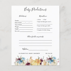 Papier Prédictions des bébés Jeu Baby shower
