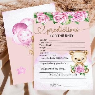 Papier Prédictions des bébés Jeu Baby shower fille
