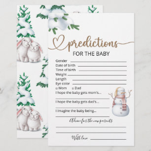 Papier Prédictions des bébés   Jeu de Baby shower d'hiver
