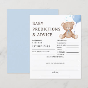 Papier Prédictions des bébés Teddy Bear Boy Baby shower