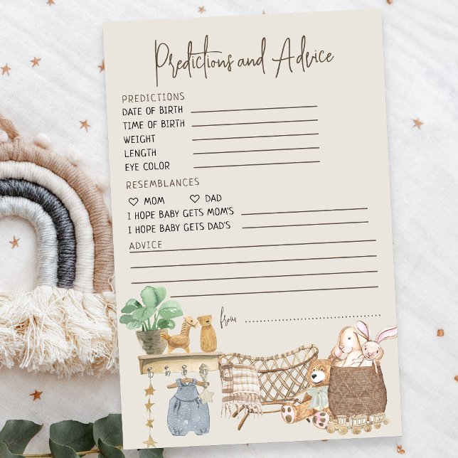 Papier Prédictions et conseils Baby shower de soins infir (Predictions and Advice Baby Shower activity - from my Boho Baby Nursery Collection)