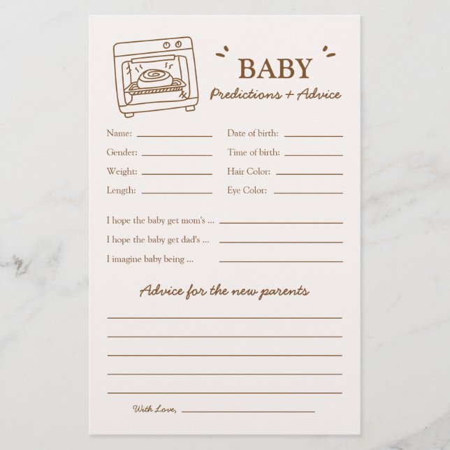 Papier Prédictions et Conseils de Bébé en Route (Devant)