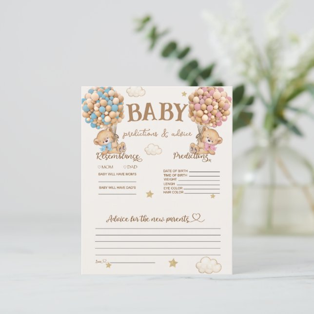 Papier prédictions et conseils de bébé jeu ours ballons (Debout devant)