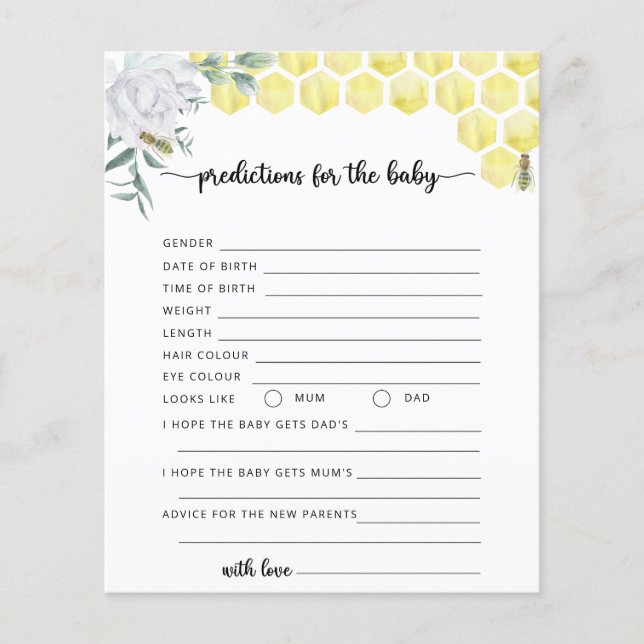 Papier Prédictions et conseils de bébé petite abeille (Devant)