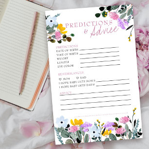 Papier Prédictions et conseils Fleur sauvage Baby shower 